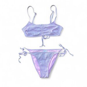 ♡︎ striped sparkle pink bikini set ♡︎